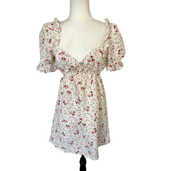 REFORMATION Channa Floral Print Sweetheart Dress in Weiss Size Small 100% Linen - Picture 1 of 7